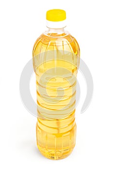 Sunflower or vegetable oil in plastic bottle isolated