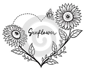 Sunflower wreath silhouette vector illustration