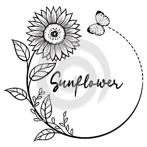 Sunflower wreath silhouette vector illustration