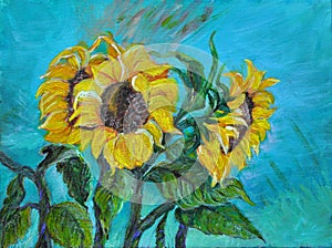 Sunflowers, acrylic painting