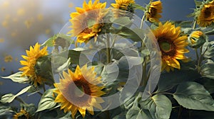 Sunflowers blooming in the field on a sunny day