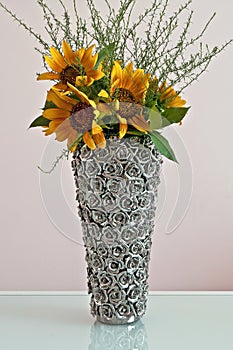 Sunflowers in decorative vase
