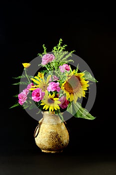 Sunflowers in Old Vase