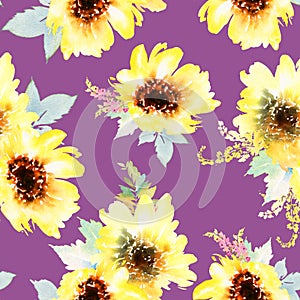 Sunflowers seamless pattern.