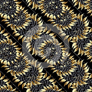 Sunflowers seamless pattern. Modern floral background. Flowers
