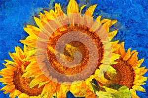 Sunflowers.Van Gogh style imitation