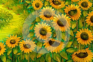 Sunflowers Vintage Oil Painting
