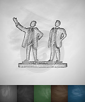 Sung and Kim Jong icon. Hand drawn vector illustration
