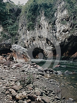 Sungai Alam Sejuk Hutan Pohon Batuan