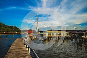 Sungai Kebun Bridge and Kampong Ayer in Bandar Seri Begawan photo