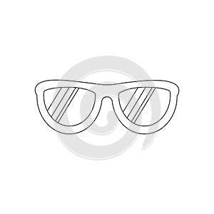 Sunglasses. Beach set for summer trips. Vacation accessories for sea vacations. Line art