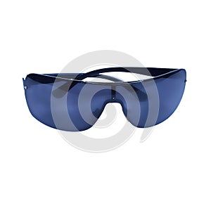 Sunglasses with black plastic frame isolated on white background