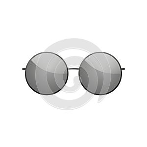 Sunglasses icon. Black round silhouette sun glasses isolated white background. Modern wear design. Fashion eye elegance