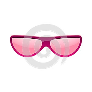 Sunglasses icon. Pink sun glasses isolated white background. Fashion pink vintage graphic style. Female modern optical