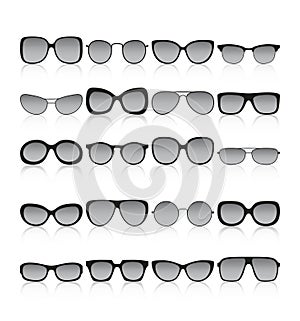 Sunglasses icon set. Different spectacle frames and shapes