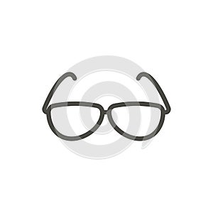 Sunglasses icon vector. Line summer glasses symbol isolated. Trendy flat outline ui sign design. Thin linear eyeglasses graphic p photo