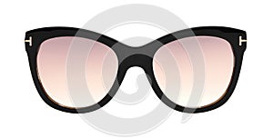 Sunglasses isolated on white background. Mockup sunglasses front view closeup design for applying on a portrait. Black