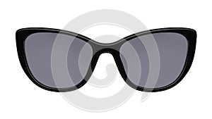 Sunglasses isolated on white background. Mockup sunglasses front view closeup design for applying on a portrait. Black