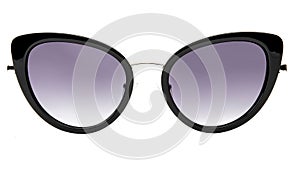 Sunglasses isolated on white background. Mockup sunglasses front view closeup design for applying on a portrait. Black