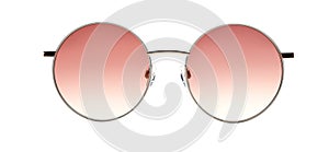 Sunglasses isolated on white background. Mockup sunglasses front view closeup design for applying on a portrait. Round