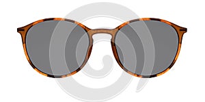 Sunglasses isolated on white background. Mockup sunglasses front view closeup design for applying on a portrait. Round