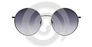 Sunglasses isolated on white background. Mockup sunglasses front view closeup design for applying on a portrait. Round