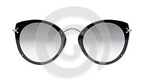 Sunglasses isolated on white background. Mockup sunglasses front view closeup design for applying on a portrait. Round