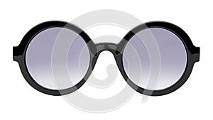 Sunglasses isolated on white background. Mockup sunglasses front view closeup design for applying on a portrait. Round