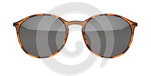 Sunglasses isolated on white background. Mockup sunglasses front view closeup design for applying on a portrait. Round