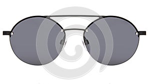 Sunglasses isolated on white background. Mockup sunglasses front view closeup design for applying on a portrait. Round