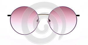 Sunglasses isolated on white background. Mockup sunglasses front view closeup design for applying on a portrait. Round