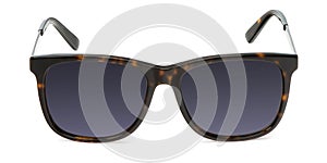 Sunglasses with Mirror Lens polarized blue gradient isolated on white background. Summer sun eye glasses front view mockup