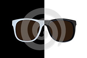 Sunglasses with One Side in Black and One Side in White