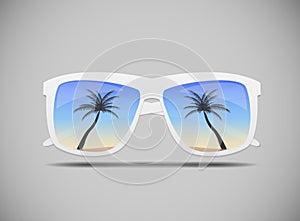 Sunglasses with a Palm Tree Vector Illustration