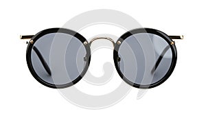 Sunglasses retro isolated on white background. Modern sun glasses summer woman accessories black color. Front view