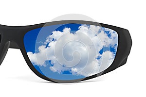 Sunglasses and sky reflection