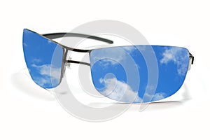 Sunglasses and sky reflection