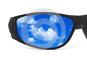 Sunglasses and sky reflection