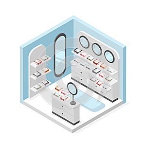 Sunglasses store in isometric view