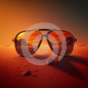 Sunglasses, sunset, travel, concept