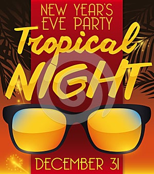 Sunglasses for Tropical Theme for New Year`s Eve Party,