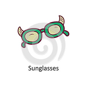 Sunglasses vector Fill outline Icon Design illustration. Holiday Symbol on White background EPS 10 File