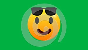 Sunglasses wearing emoji animation on green screen