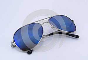 A sunglasses on a white background