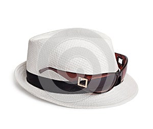 Sunglasses and a white summer hat