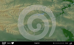 Sungurlare outlined, Bulgaria. Physical