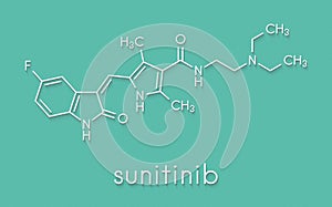 Sunitinib cancer drug molecule. Skeletal formula.