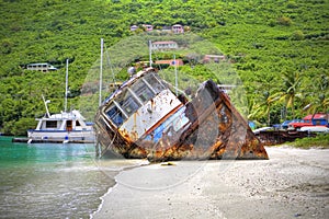 Sunk boat in the tropics