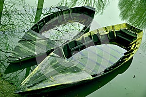 Sunk boats and water photo