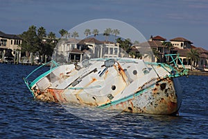 Sunk ship sail boat sinking